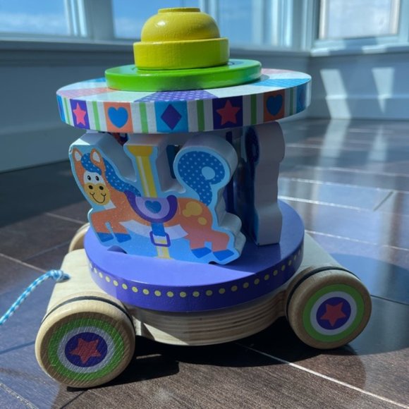 Melissa & Doug First Play Carousel Pull Toy and puzzle - Picture 4 of 8
